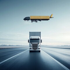 Poster - Cargo management, freight automation, autonomous transport, robotic systems, futuristic logistics
