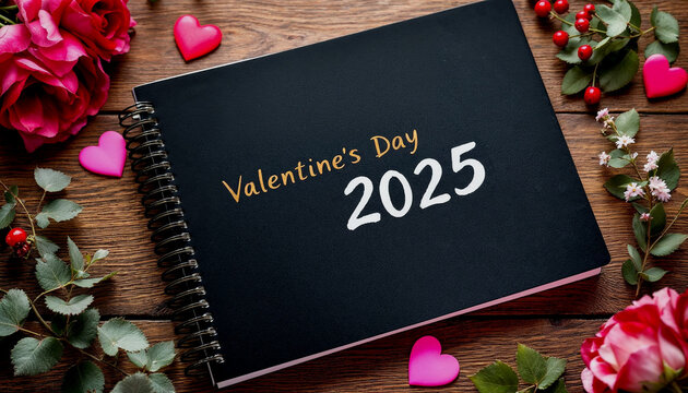 Romantic 2025 Valentine's Day Notebook with Floral Accents