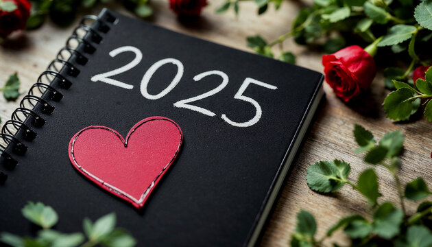 Romantic 2025 Valentine's Day Notebook with Floral Accents