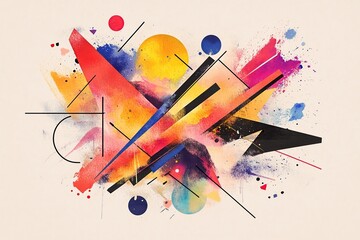 Poster - Abstract Art Explodes with Color, Shapes Dynamically Intersect