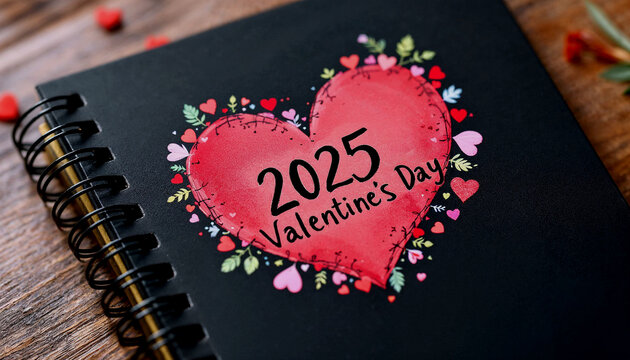 Romantic 2025 Valentine's Day Notebook with Floral Accents