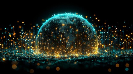 Glowing sphere of data.