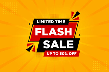 Sticker - Flash Sale banner promotion template. limited time offer, Get extra discount vector