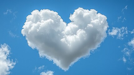 Wall Mural - Heart cloud in bright blue sky.