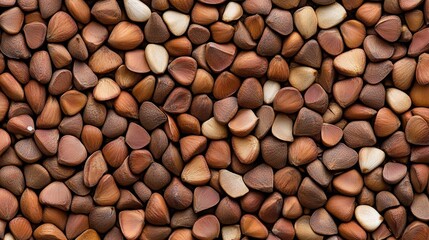 Canvas Print - Close-up of brown cedar nuts with varied textures and shapes