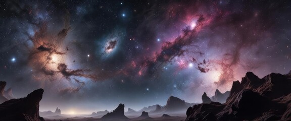 a beautiful astronomical scene featuring multiple galaxies, nebulas, and star clusters, galaxies, ne