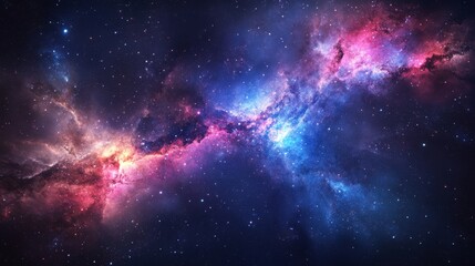 Wall Mural - Vibrant galactic nebula with bright stars and cosmic clouds in deep space