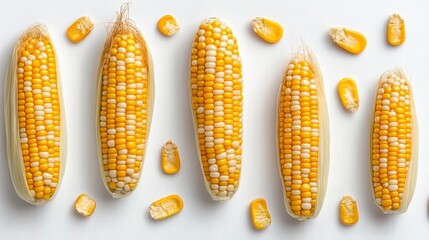 Wall Mural - Fresh yellow and white corn on cob with loose kernels