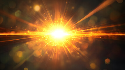 Wall Mural - glowing abstract sunburst with digital lens flare, allowing for color adjustments using layers