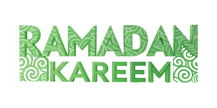 abstract 3d ramadan kareem text made with different colour style isolated on white background