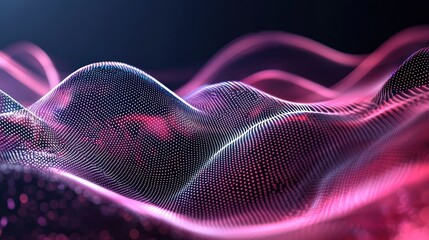 Fototapete - Abstract Pink and Purple Particle Wave Landscape