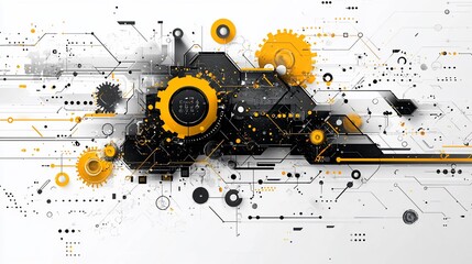 Poster - Abstract tech background with gears and circuits.