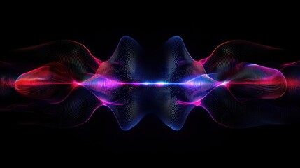 Fototapete - Abstract Waves of Digital Energy: A Symphony of Light and Color