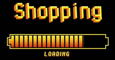 Poster - Shopping. text with Loading, Downloading, Uploading Bar Indicator. Download, Upload on computer screen.