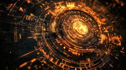 Poster - Futuristic Technology:  Abstract Digital Cyberpunk Interface
