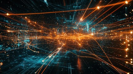 Fototapete - Abstract Digital Network: A Visualization of Global Connectivity