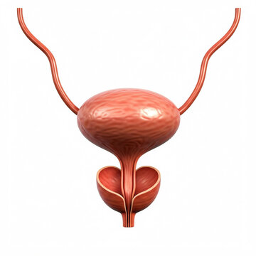 3d illustration of male urinary bladder anatomy with detailed textures and realistic colors on a white background