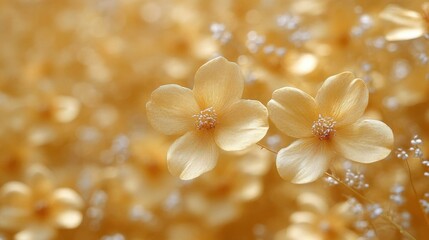 Canvas Print - Close-up of Two Golden Flowers with Soft, Sparkling Texture