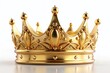 © Achiraya - Vintage Gold Crown 3D Render - Regal Royalty Symbol, White Background