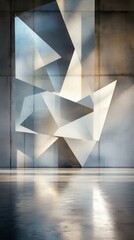 Poster - Modern geometric art display contemporary gallery digital art urban environment abstract perspective sleek modern display place