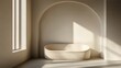 © lisa - Minimalist Beige Room Featuring Modern Freestanding Tub