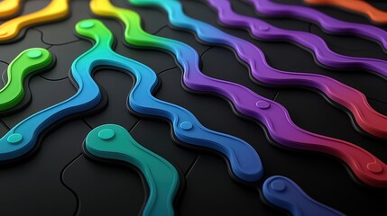 Poster - Vibrant colorful patterns abstract art digital design creative space top-down view aesthetic visualization