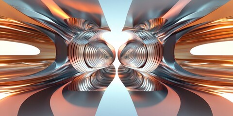 Poster - Metallic Optical Illusion with a Futuristic Geometric Design
