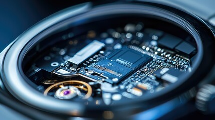 Poster - Close-up View of a Modern Smartwatch Internal Circuit Design