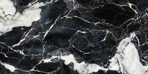 Canvas Print - Natural black and white marble stone showcases a stunning pattern, making it an ideal choice for creating elegant backgrounds in interiors, tiles, and luxury design wallpaper.