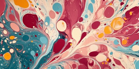 Canvas Print - Marbled paper artwork creates a stunning background filled with unique patterns and colors. This marbled paper artwork background adds a creative touch to various projects and designs.