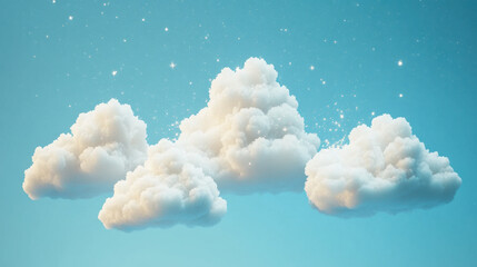 Wall Mural - dreamy cloudscape: a serene and whimsical scene featuring fluffy white clouds against a pastel blue 
