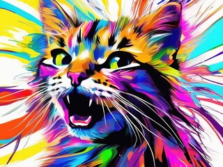  cat 3d colorful illustration drawing o on white background