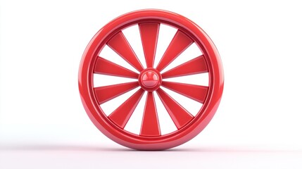 Wall Mural - Red circular design with radiating spokes, isolated on white background.