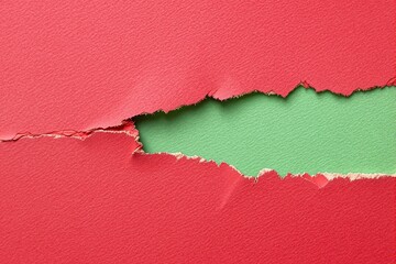 Poster - Torn red paper revealing green textured background.