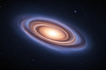 Poster - Spiral galaxy with glowing center and vibrant swirling arms in dark, starry outer space background.
