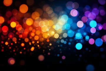 Aufkleber - Colorful bokeh light effect background with vibrant gradient hues of red, orange, yellow, blue, and purple on a dark backdrop.