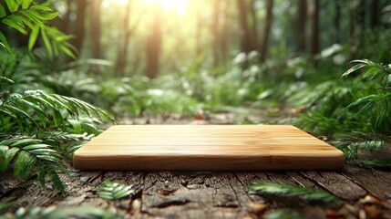 Wall Mural - Wooden board in forest.