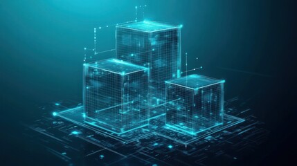 Aufkleber - Digital Skyscrapers Networked Cityscape Hologram
