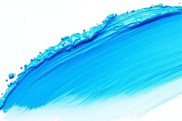 Poster - Abstract blue paint splash with smooth brush strokes on white background.