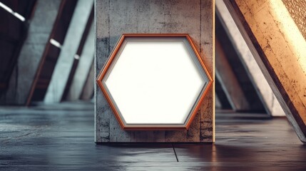 Aufkleber - Hexagonal frame on a concrete wall in modern architecture