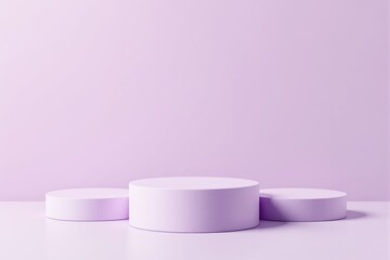 Poster - Minimalistic lavender podiums on light purple background.