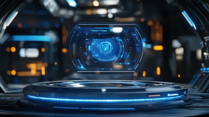 Poster - Futuristic Holographic Interface Display On Circular Platform