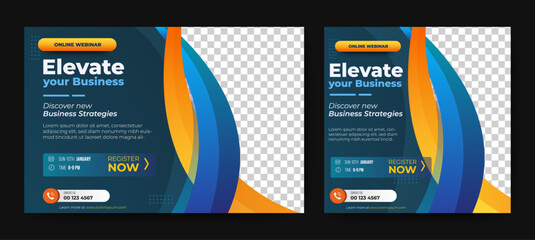 Fototapete - Elevate your business live webinar templates. Live Converence Business meeting invitation template. vector