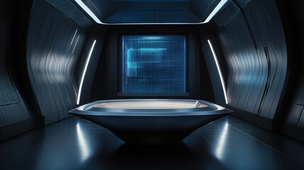 Poster - Futuristic Room Design With Modern Display And Platform