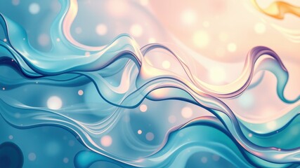 Wall Mural - Abstract Blue and Pink Swirls with Shimmering Bokeh Lights