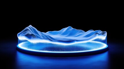 Poster - Illuminated Blue Glass Mountain Landscape Display