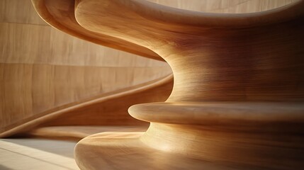 Poster - abstract wooden sculpture curving design
