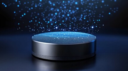 Aufkleber - Dark Cylinder Illuminated With Blue Glowing Particles