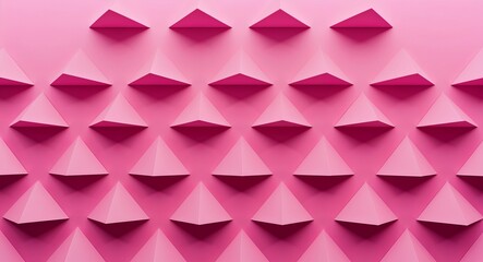 Sticker - Minimalistic pink triangles in a repeating geometric formation across a pink pattern background