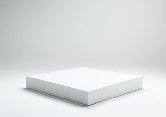 Wall Mural - White square platform on white background.